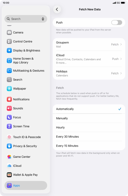 If you turn off the function, press the required setting.