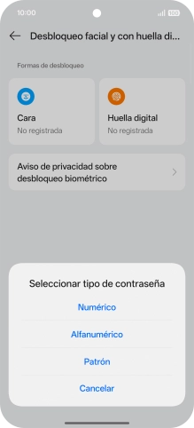 Pulsa el código de seguridad deseado.