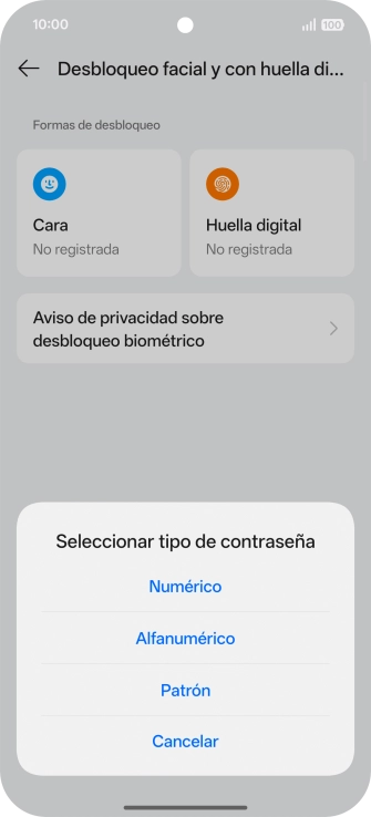 Pulsa el código de seguridad deseado.