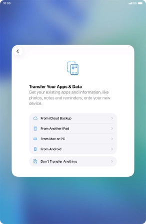 Press Don't Transfer Anything and follow the instructions on the screen to finish the activation.