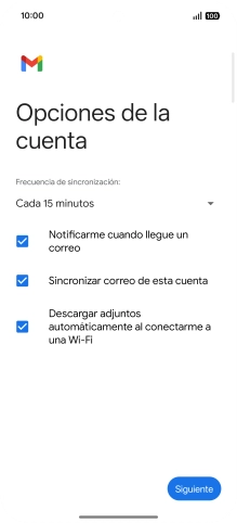 Si aparece en la pantalla esta imagen, tu cuenta de correo electrónico ha sido reconocida y configurada automáticamente. Sigue las indicaciones de la pantalla para introducir más información y terminar la configuración.