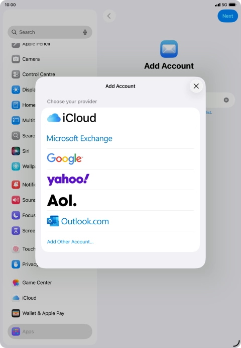 Press Add Other Account....