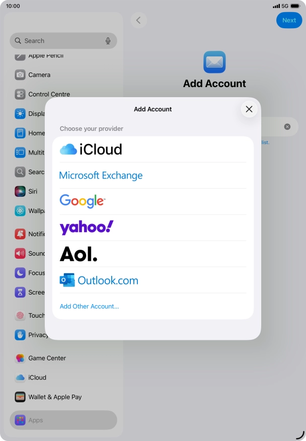 Press Add Other Account....