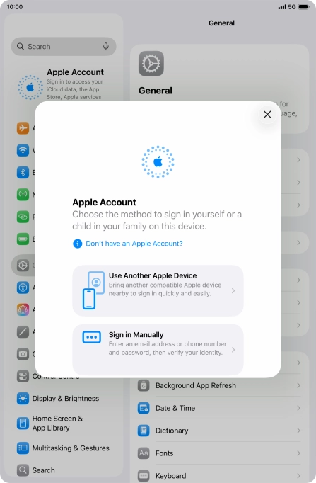 Press Sign in Manually.