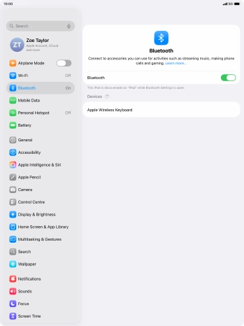 Press the required Bluetooth device and follow the instructions on the screen to pair the device with your tablet.