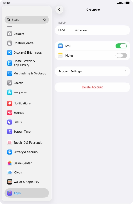 Press Account Settings.