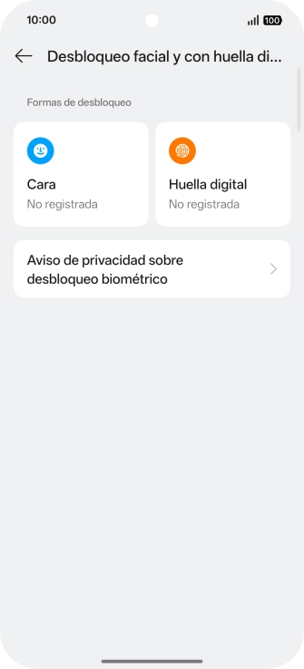 Pulsa Huella digital.