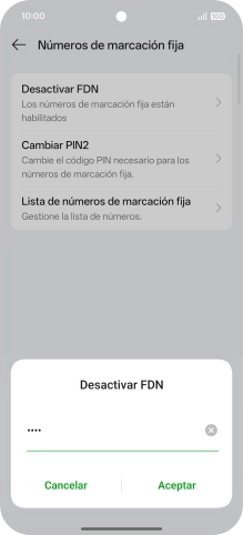 Introduce el código PIN2 y pulsa Aceptar.