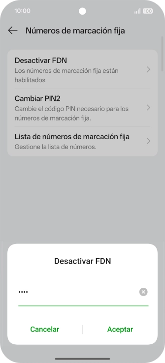 Introduce el código PIN2 y pulsa Aceptar.