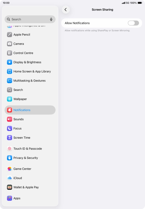 Press the indicator next to 