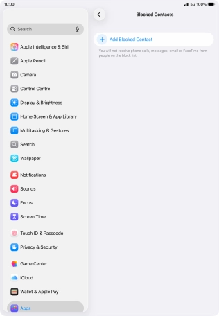 Press Add Blocked Contact and follow the instructions on the screen to block a contact.