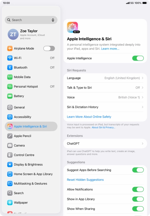 Press the indicator next to 