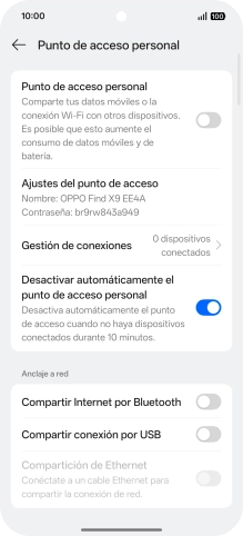 Pulsa Ajustes del punto de acceso.