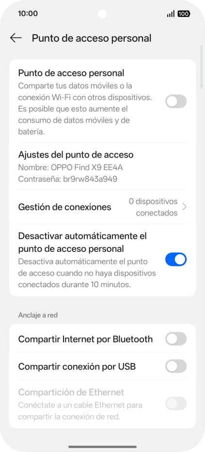 Pulsa Ajustes del punto de acceso.