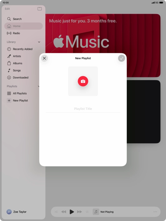 Press the text input field and key in a name for the playlist.