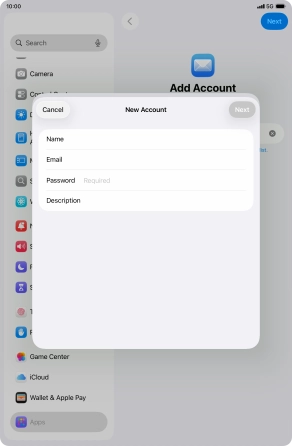 Press Password and key in the password for your email account.