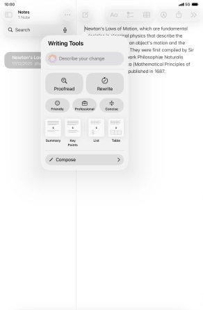 Press Describe your change and write in your own words how you would like the text to be rewritten. Follow the instructions on the screen to use the function.
