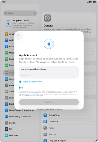 Press Password and key in the password for your Apple Account.