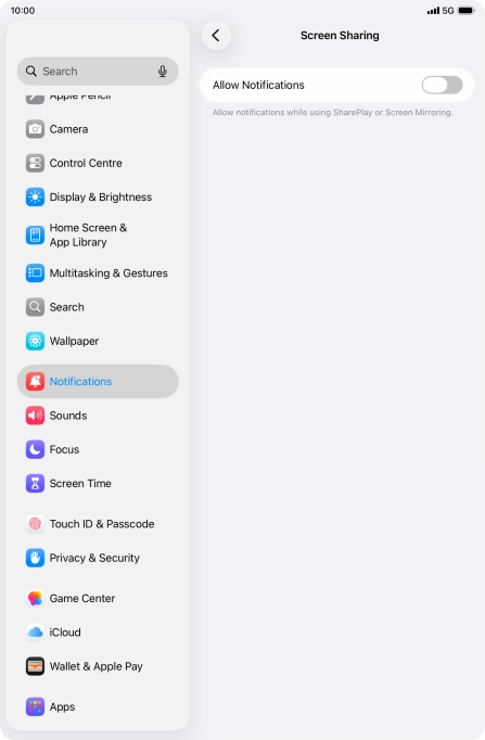Press the indicator next to 