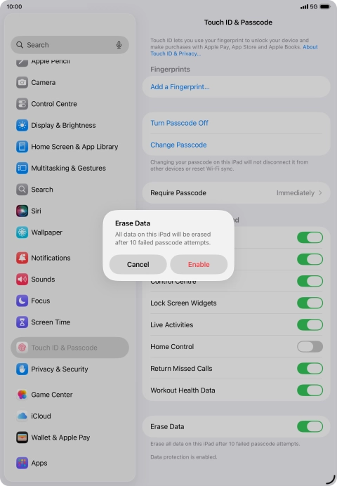 If you turn on the function, press Enable.