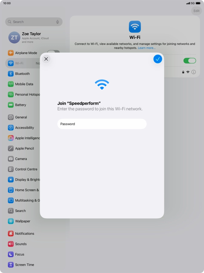 Press the confirm icon.