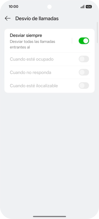 Pulsa el indicador  junto al tipo de desvío deseado.