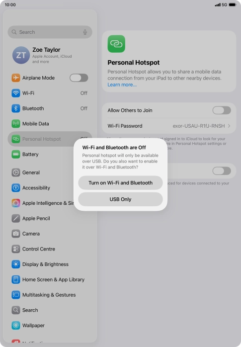 If Wi-Fi is turned off, press Turn on Wi-Fi and Bluetooth.