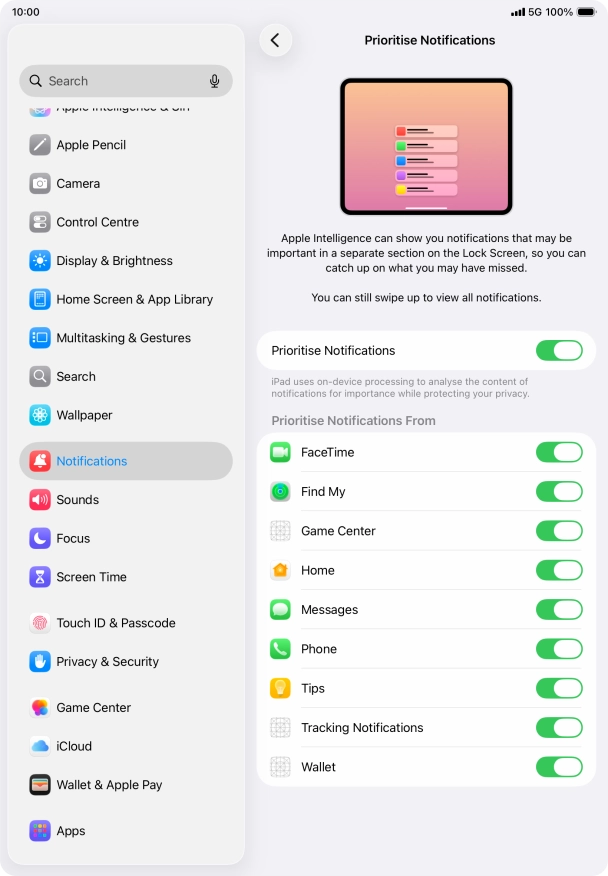 Press the indicator next to 