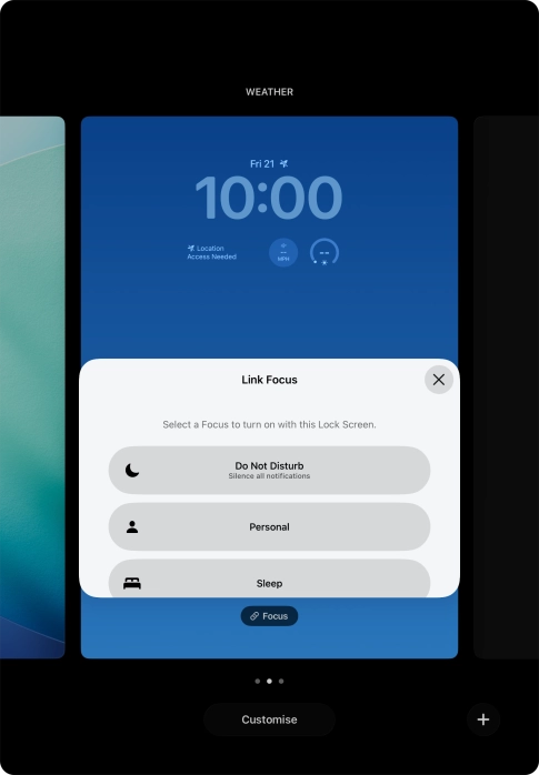 Press the required focus mode.