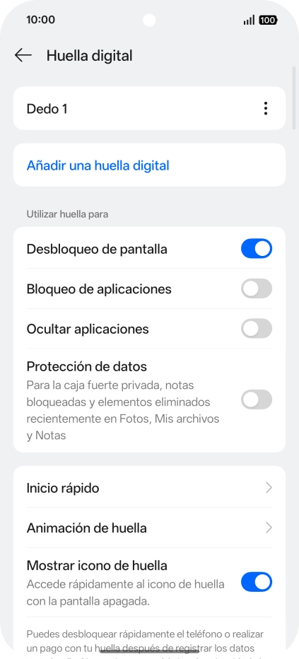 Pulsa los indicadores para activar o desactivar los ajustes deseados.