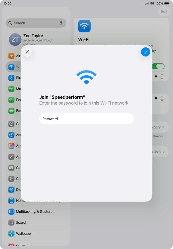 Press the confirm icon.