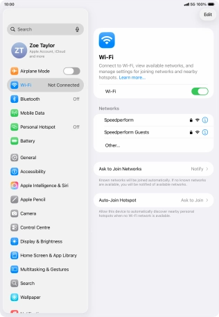 Press the required Wi-Fi network and key in the password for the Wi-Fi network.