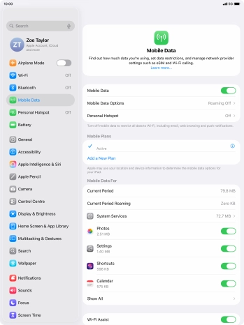 Press Mobile Data Options.