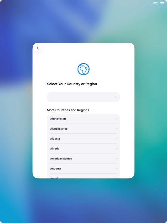 Press the required country or area.