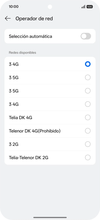 Pulsa la red deseada.