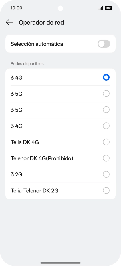 Pulsa la red deseada.