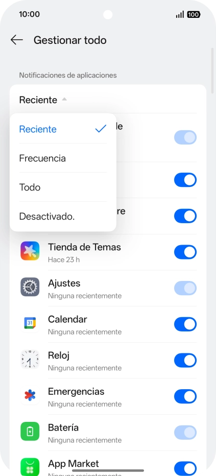 Pulsa el ajuste deseado.