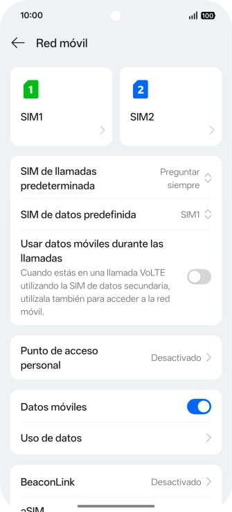 Pulsa la SIM de la línea móvil deseada.