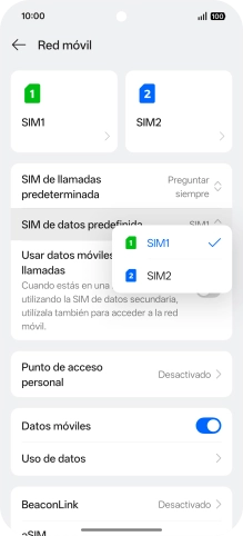 Pulsa la SIM de la línea móvil deseada.