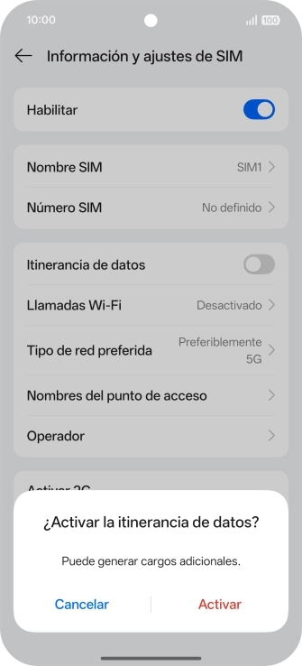 Si activas la función, pulsa Activar.