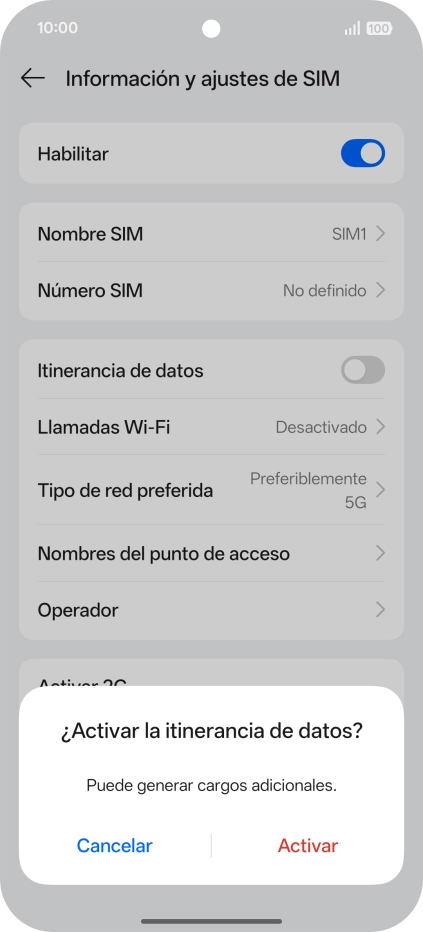 Si activas la función, pulsa Activar.