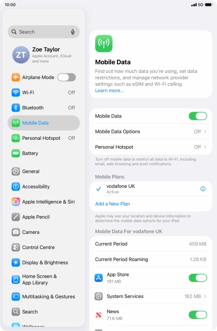 The total data usage is displayed next to Current Period.