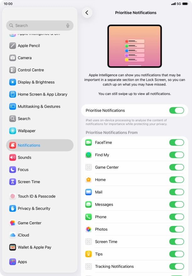 Press the indicator next to 