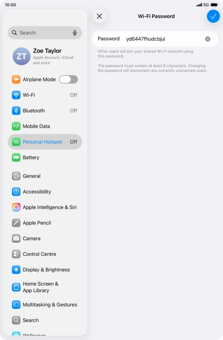 Press the confirm icon.