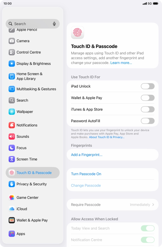 Press Add a Fingerprint... and follow the instructions on the screen to add your fingerprint.