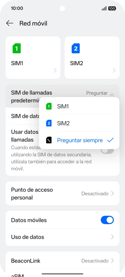 Pulsa el ajuste deseado.