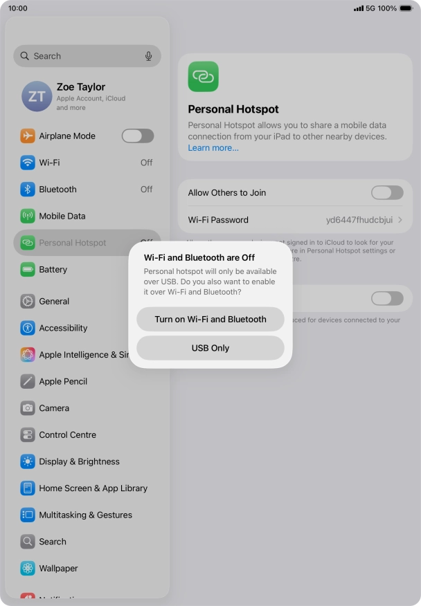 If Wi-Fi is turned off, press Turn on Wi-Fi and Bluetooth.
