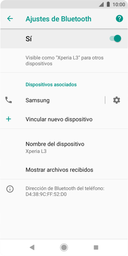 Sony Xperia L3 Vincula Un Dispositivo Bluetooth A Tu Telefono Ayuda Vodafone