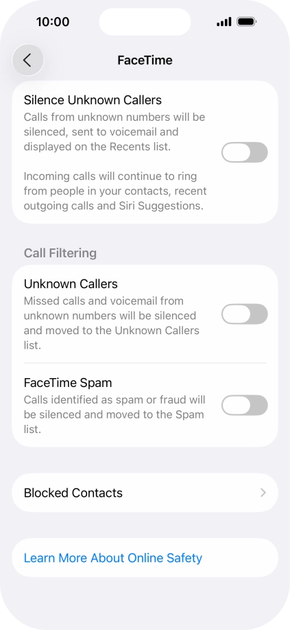 Press Blocked Contacts.