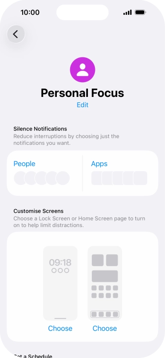 Press People and follow the instructions on the screen to select which contacts you would like to receive calls and notifications from when the selected focus mode is active.